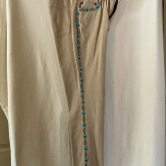Ralph Lauren tan Pants with Blue beading around pockets and down pant legs - Picture 2 of 5